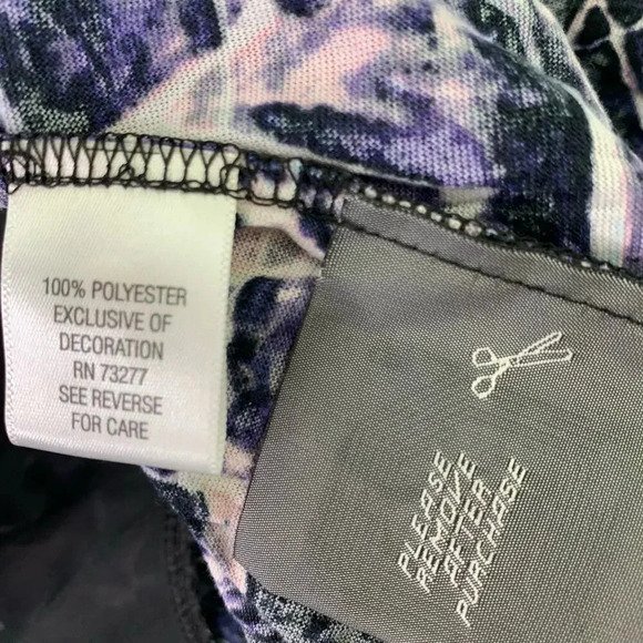 Simply Vera Wang Short Sleeve Tie Waist Shirt Dress Size L Purple Abstract - Picture 16 of 16